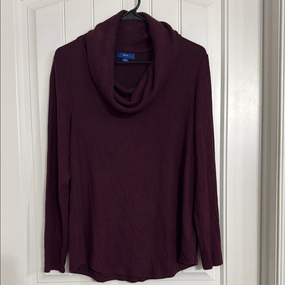 Apt. 9 Purple Cowl Neck Sweater Lightweight Knit
